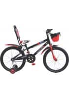 Lotus-S Stunt 20x1.75 Rigid Fork, Back Rest Saddle (For 5-8yrs) 20 T Road Cycle (Black-Red)