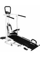 PowerMax Fitness MFT-410 Non-electric Manual Treadmill Foldable, Multifunction, 3-Level Incline, 120-kg Max User Weight - Ideal for Home Use