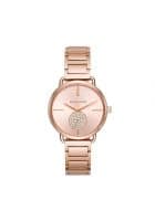 Michael Kors Womens Portia Rose Gold Dial Stainless Steel Analogue Watch-Mk3640