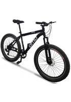 OMO Bikes Vagator Geared 7 Speed 26T Frame size 18 inch Semi Fat Tyre Cycle with Front Shocker and Dual Disc Brakes (Black, 90% Assembled)