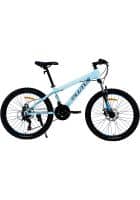 Plutus TROY Mountain Bike Wheel Size 24T Frame Size 24 Inch Multi Speed Dual Disc Brake Single Speed (Sky-Blue)