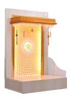 Prarthna - Designer Wooden Mandir 3 FT Height With Drawer In Satin Pinewood Colour