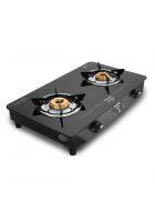 Preethi GTS123 Zeal Glass Top 2 Burner Gas Stove, Manual Ignition (Black)