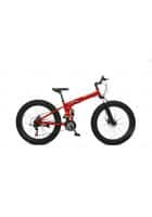 Scorpion 21 Speed Gears Multi Speed Fat Folding Bike for Unisex with Dual Disc Brakes and Dual Suspension (Red)