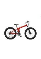 Scorpion 21 Speed Gears Multi Speed Fat Folding Bike for Unisex with Dual Disc Brakes and Dual Suspension (Red)