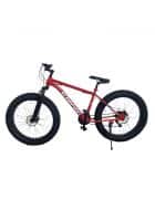 Scorpion 21 Speed Gears Multi Speed Fat Tyre Bike for Unisex with Dual Disc Brakes and Single Suspension (Red)
