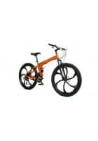 Scorpion 21 Speed Gears Multi Speed Folding Bike for Unisex with Dual Disc Brakes and Dual Suspension (Orange)