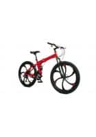 Scorpion 21 Speed Gears Multi Speed Folding Bike for Unisex with Dual Disc Brakes and Dual Suspension (Red)