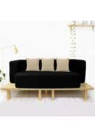 Sleep Spa Black Couch Sofa Cum Bed 3 Seater Washable JUTE Fabric 3 cushions 72x44x14 inches