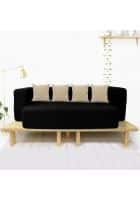 Sleep Spa Black Couch Sofa Cum Bed 4 Seater Washable JUTE Fabric 4 cushions 78x44x14 inches