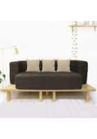 Sleep Spa Brown Couch Sofa Cum Bed 3 Seater Washable JUTE Fabric 3 cushions 72x44x14 inches