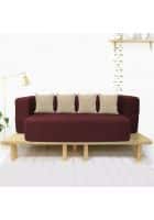 Sleep Spa Couch Sofa Cum Bed 3 Seater Washable JUTE Fabric 3 Cushions 72x44x10 Inch Double Sofa Bed (Maroon)