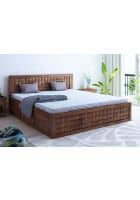 Springtek Dreamer Pure Sheesham Wood King Size Storage Bed, Teak Color - 78 x 72 inches (Delivery Condition - Knock Down)