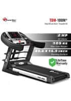 PowerMax Fitness TDM-100M (4HP Peak) Multi-Function Treadmill for Home with Massager, Foldable,6 Level Incline,Top Speed:14.8 Km/hr,Max User 105kg