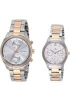 Titan 48 mm Multifunction Analog Watch, Silver and Rose Gold Strap