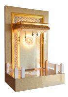 Vitthal Kripa - Wooden Mandir With Golden Glass Acrylic And LED Lights