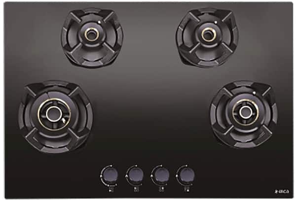 Elica 4 Burner Gas Stove Hobs Glass Black CLASSIC FLEXI AB MFC 4B 75 MT