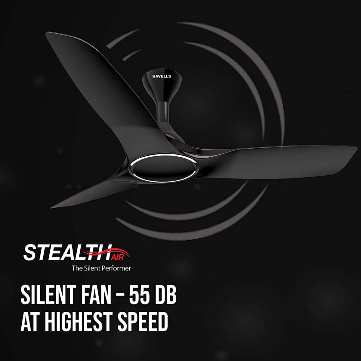 havells stealth 1250mm ceiling fan metallic black