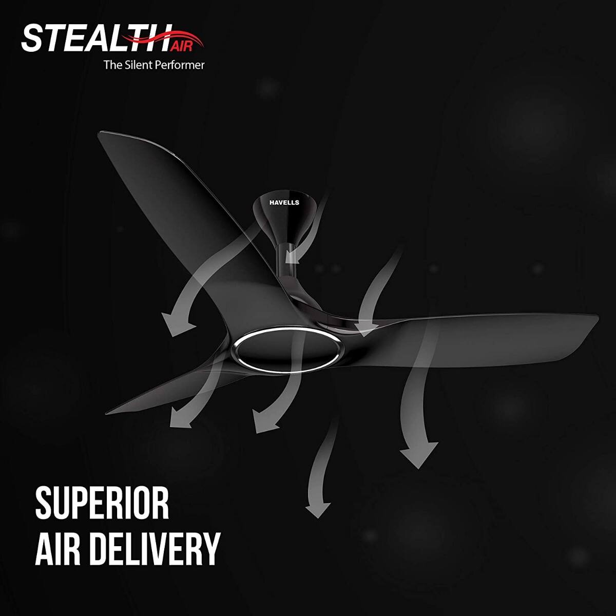 havells stealth 1250mm ceiling fan metallic black