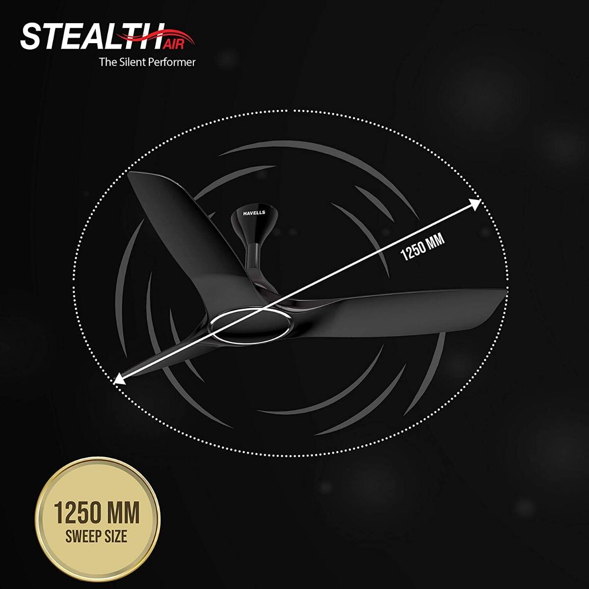 havells stealth 1250mm ceiling fan metallic black