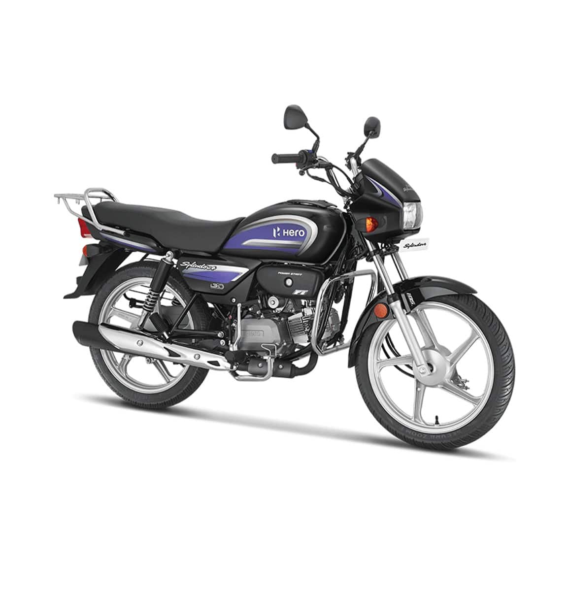Hero Splendor Plus Self with Alloy Wheel and i3S (Black with Purple) on