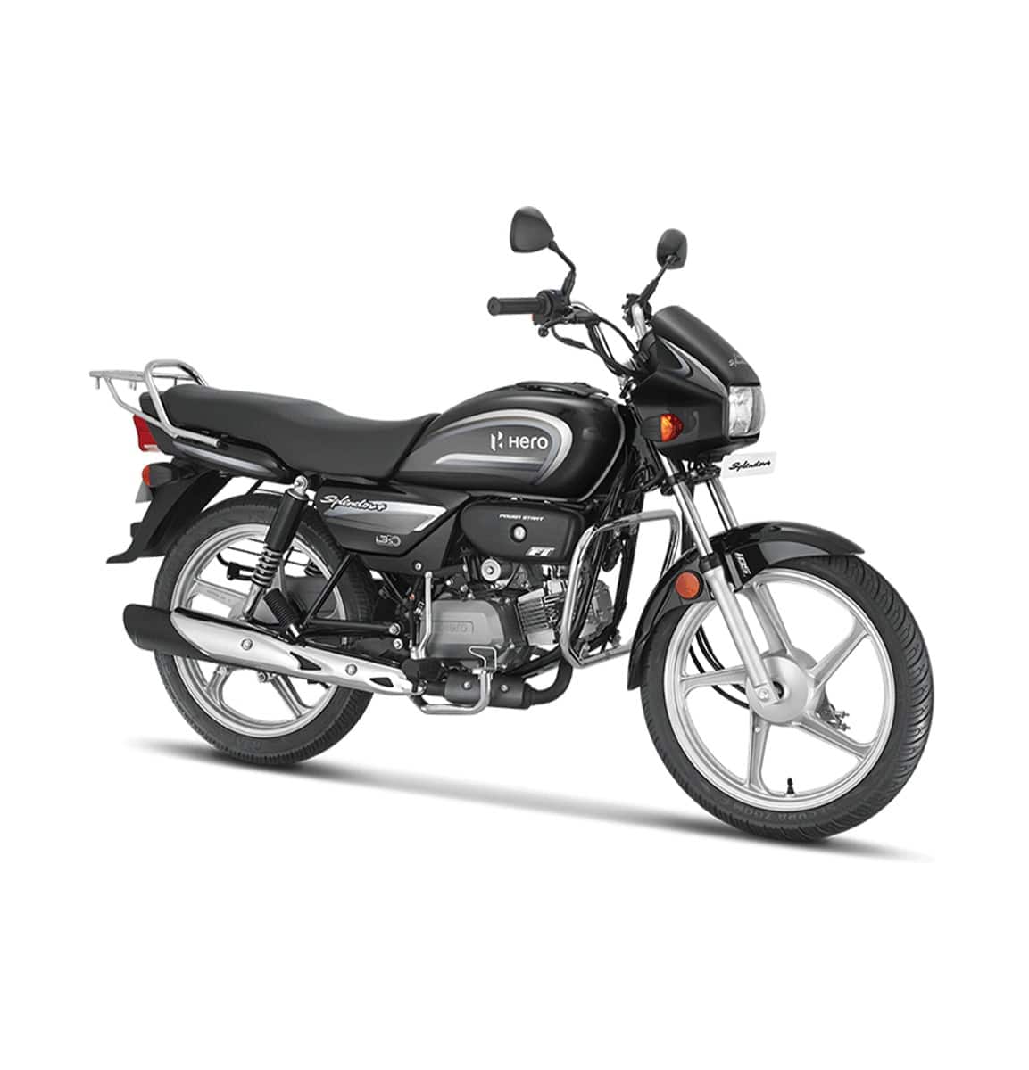 Hero Splendor Plus Self with Alloy Wheel and i3S Black with