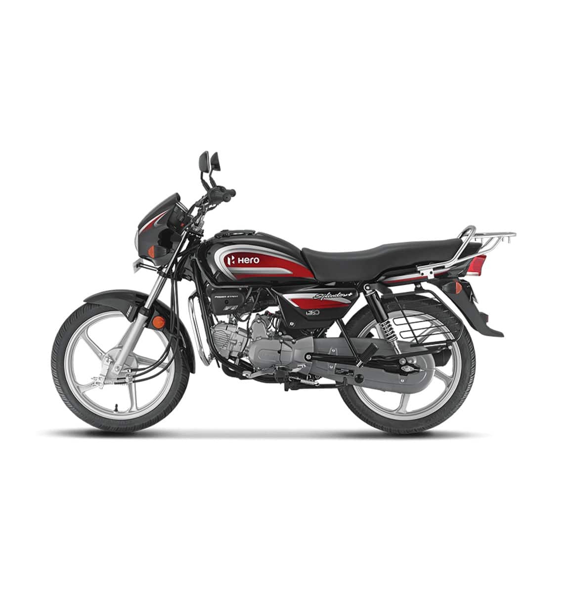 Hero Splendor Plus Self with Alloy Wheel and i3S (Black with Sports Red