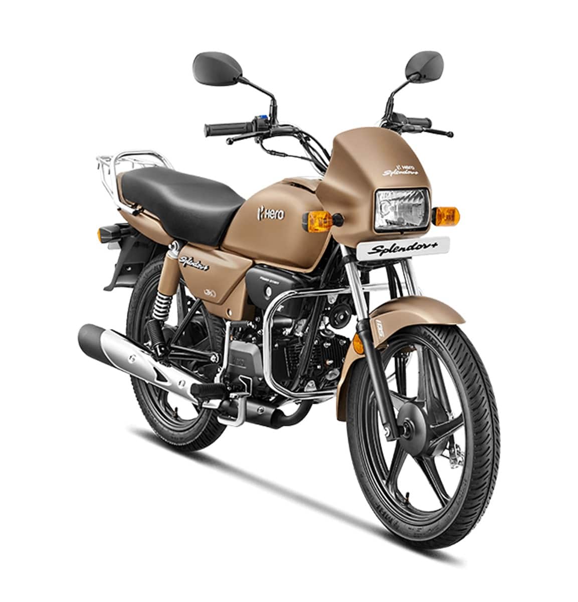 Hero Splendor Plus Self with Alloy Wheel (Matte Shield Gold) on EMI