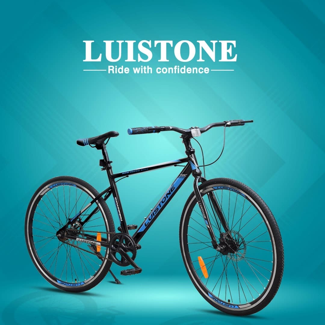 Luistone Hybrid Blue Cycle 700C with Dual Disc Brake and Rigid Suspension on EMI Bajaj Mall
