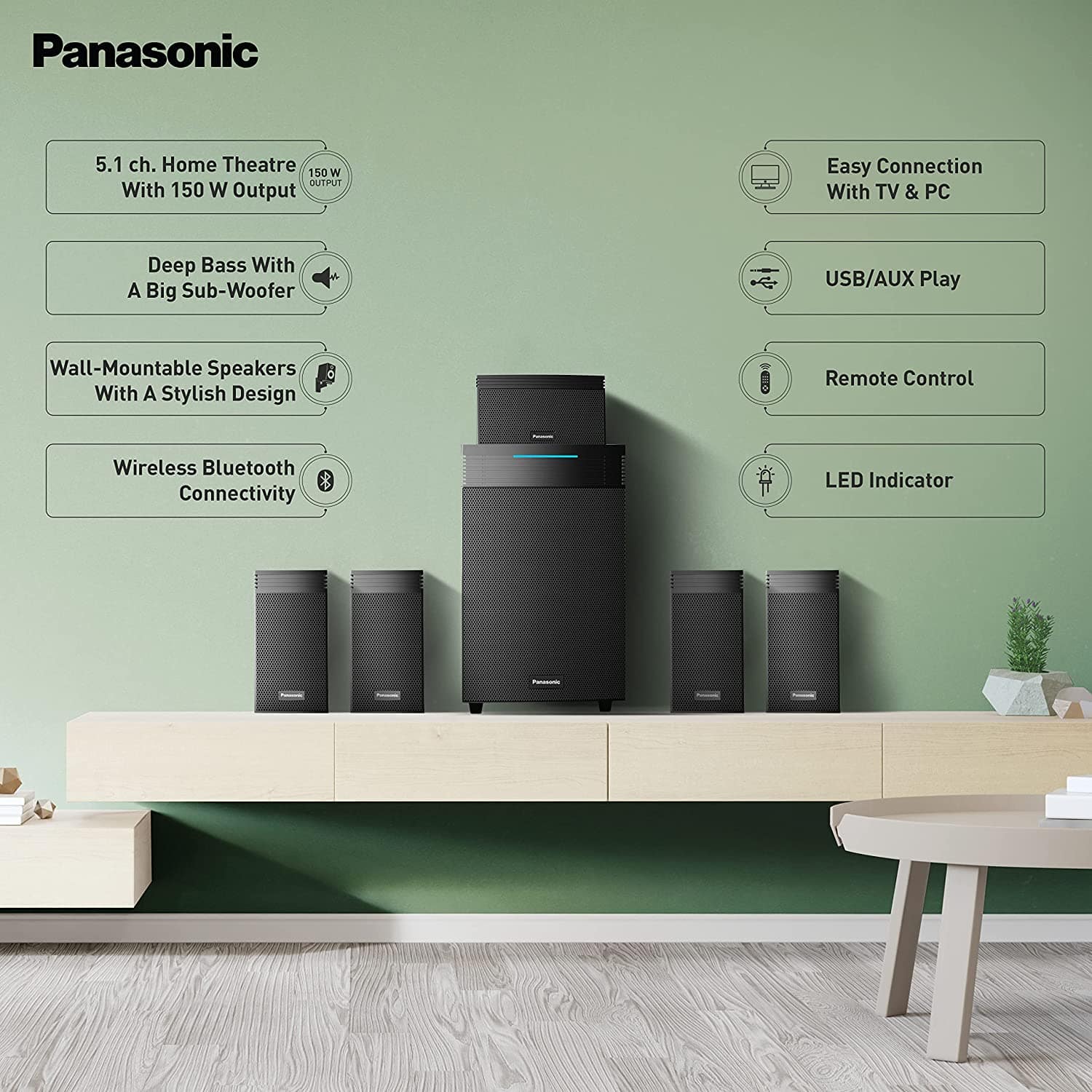 Panasonic Home Theatre Black (SC-HT550GW-K) on EMI | Bajaj Mall