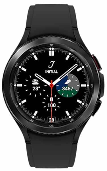 Samsung Watch 4 Clasic BT 46 mm 1.4 inch Customisable Fluoroelastomer Case Black Strap Smart Watch SM R890NZKAINU on EMI Bajaj Mall