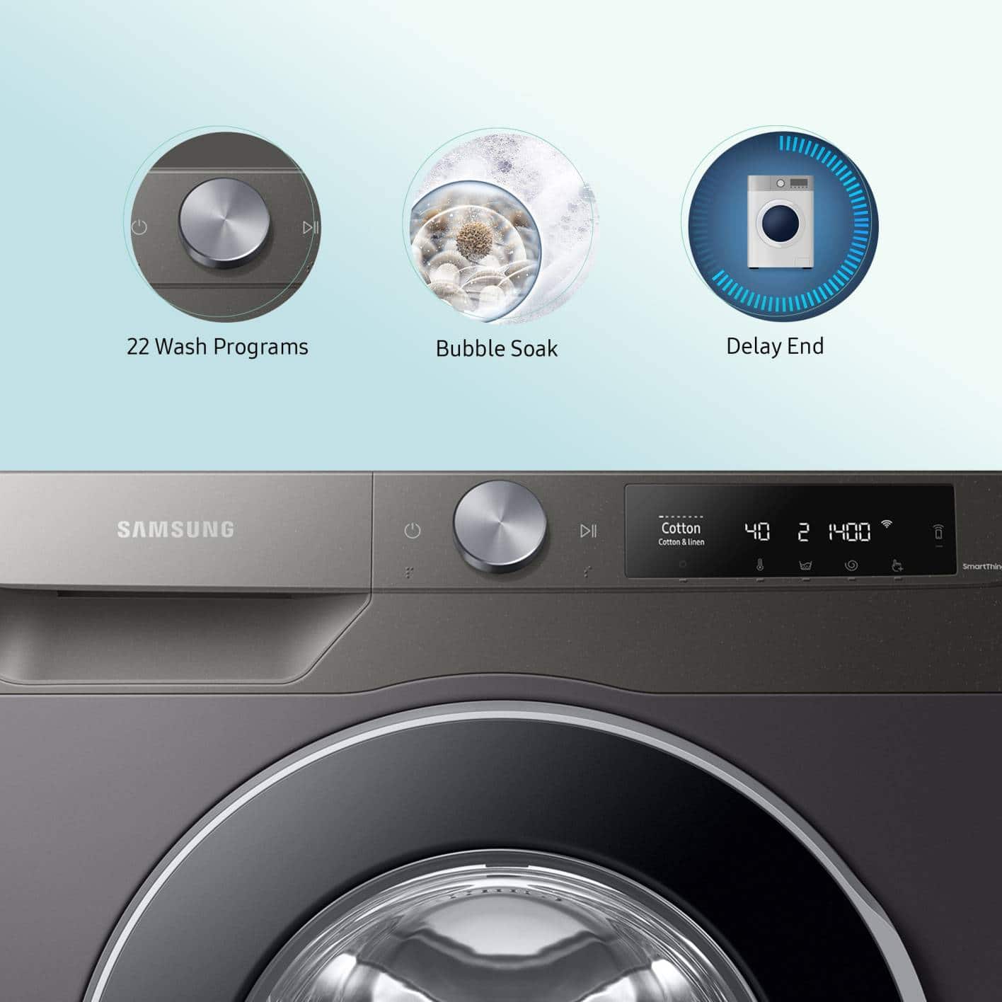 Samsung 9 kg Fully Automatic Front Load Washing Machine Black (WW90T604DLN1TL) on EMI Bajaj Mall
